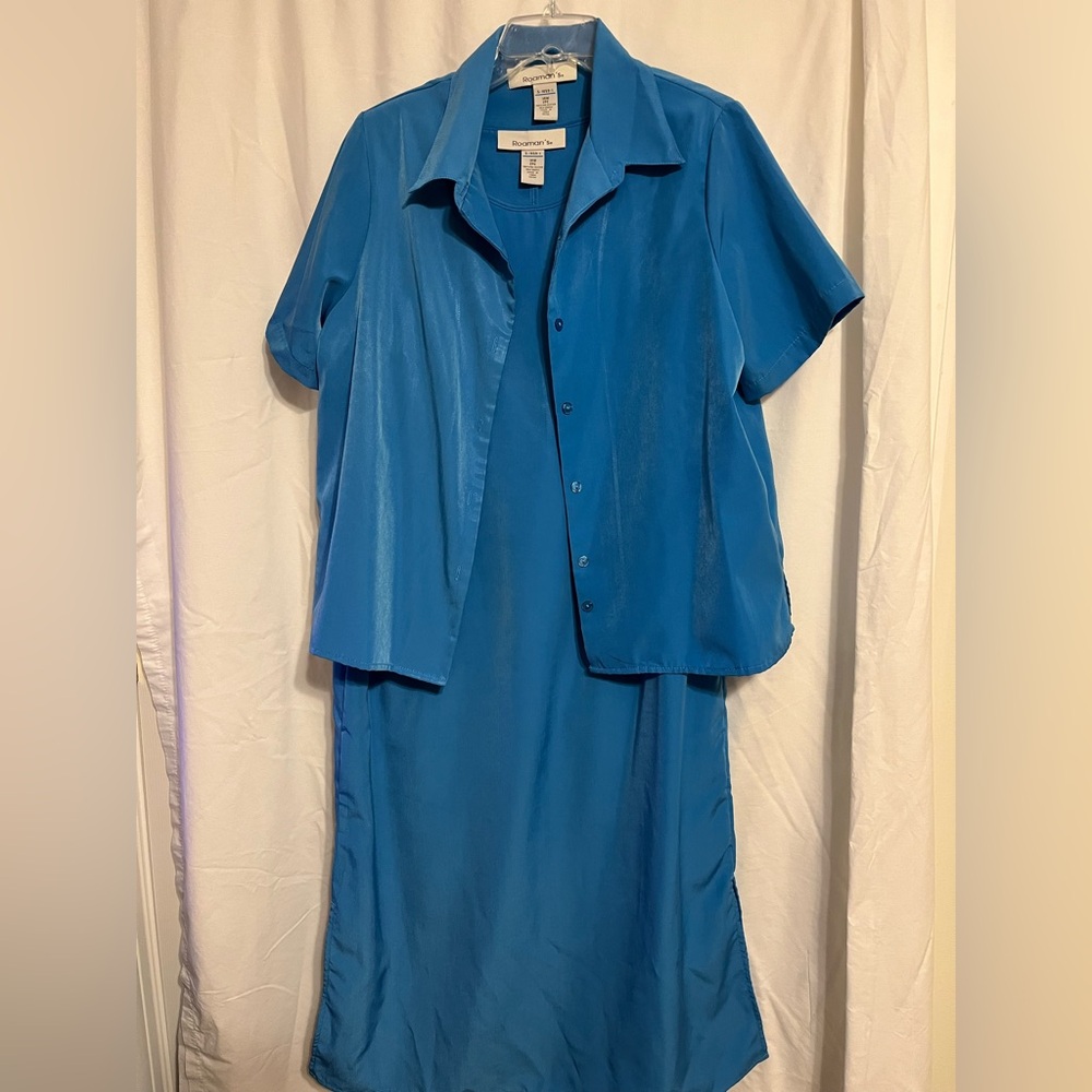 Blue Women's Dress and Jacket Set by Roaman’s